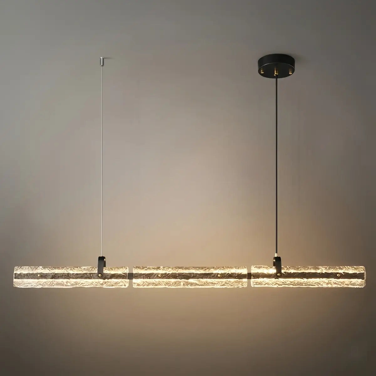 Modern Linear Pendant Light — Metal & Glass for Dining Room/Kitchen Island - Flindria