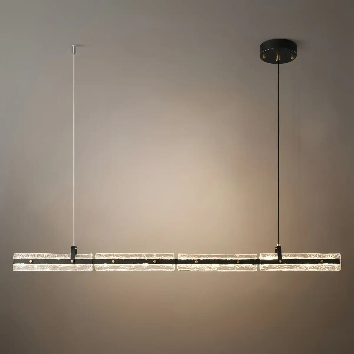 Modern Linear Pendant Light — Metal & Glass for Dining Room/Kitchen Island - Flindria