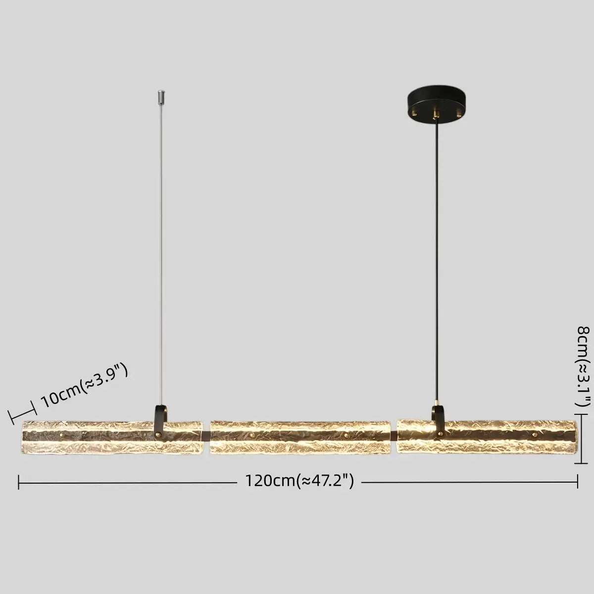 Modern Linear Pendant Light — Metal & Glass for Dining Room/Kitchen Island - Flindria