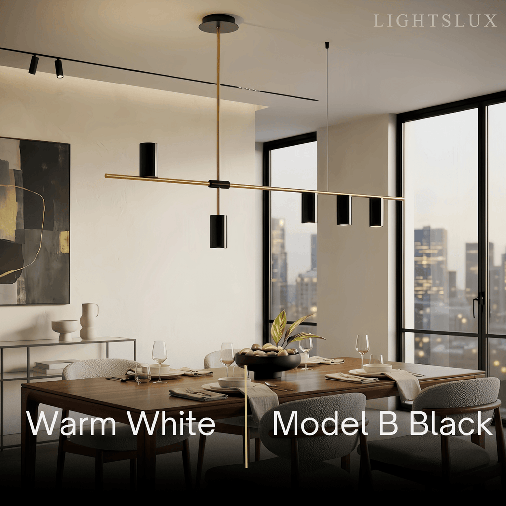Contemporary Ceiling Light — Metal & Acrylic with Gold or Black for Dining Room - Flindria