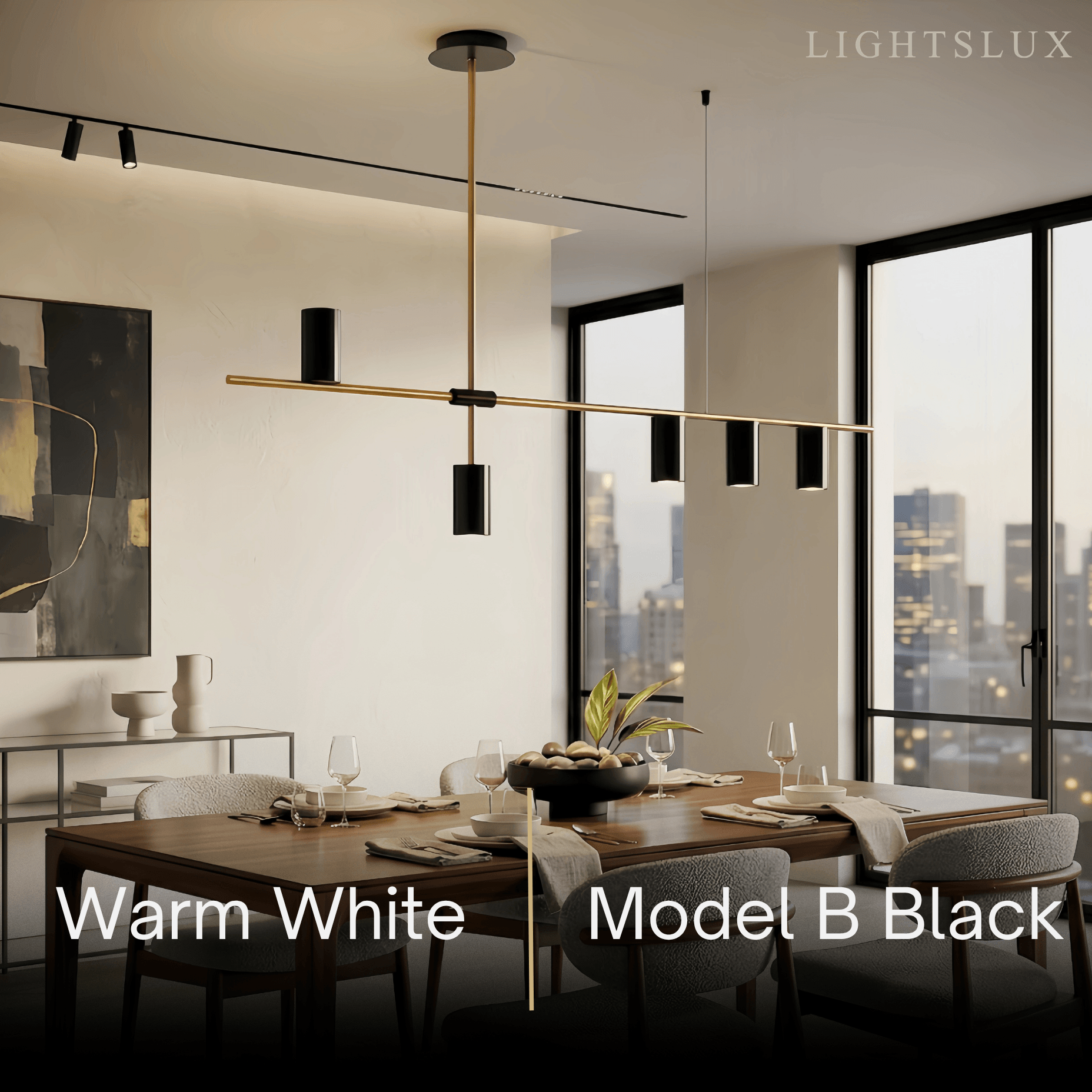Contemporary Ceiling Light — Metal & Acrylic with Gold or Black for Dining Room - Flindria