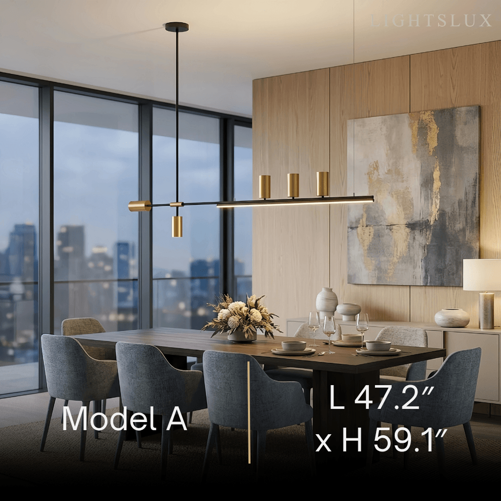 Contemporary Ceiling Light — Metal & Acrylic with Gold or Black for Dining Room - Flindria