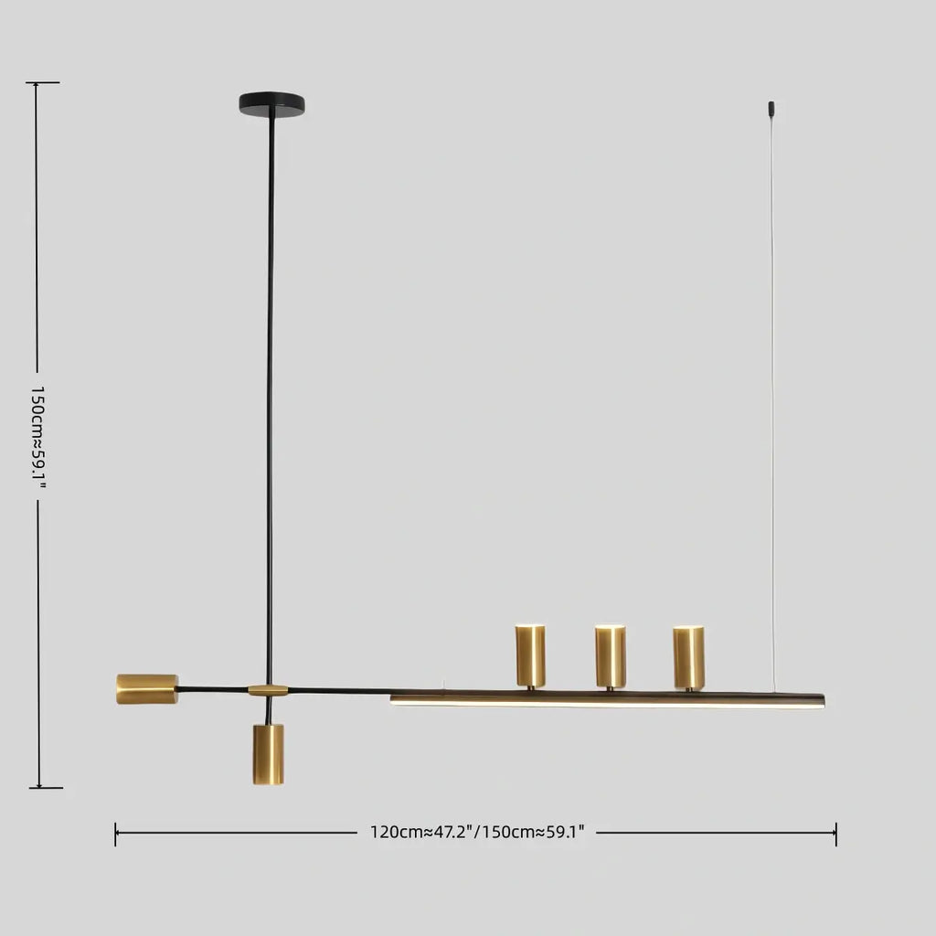 Contemporary Ceiling Light — Metal & Acrylic with Gold or Black for Dining Room - Flindria