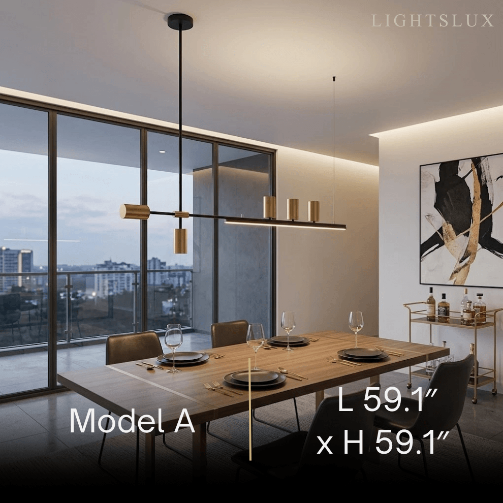 Contemporary Ceiling Light — Metal & Acrylic with Gold or Black for Dining Room - Flindria