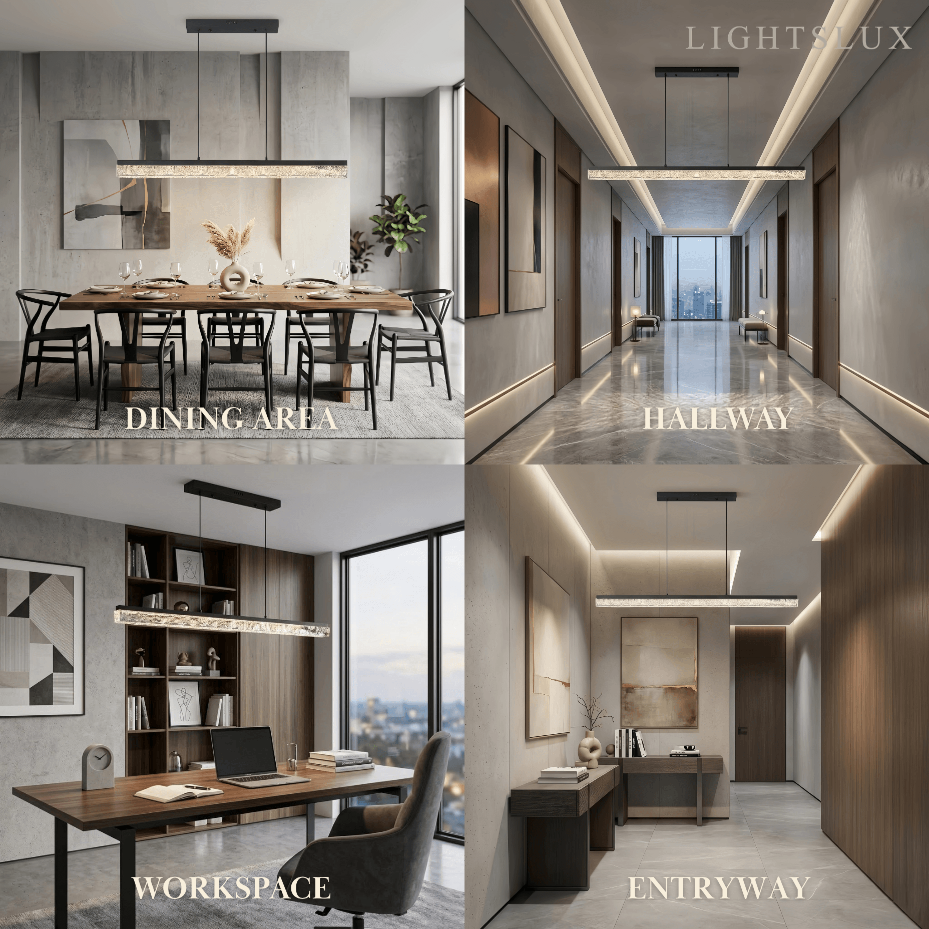 Minimalist Linear Pendant Light — Black Acrylic & Metal for Dining Room / Kitchen Island - Flindria