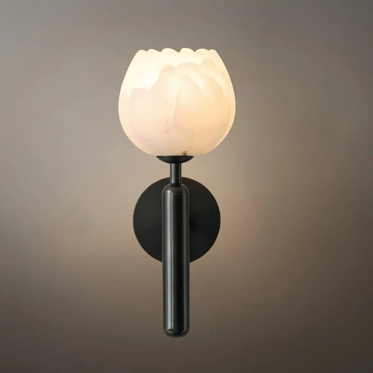 Modern Wall Lamp -- Brass & Alabaster Flowers for Bedroom - Flindria