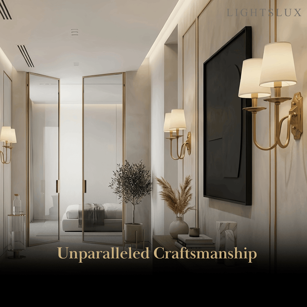 Classic Brass Wall Lamp with White Fabric Bell Shades – for Bedroom or Living Room - Flindria