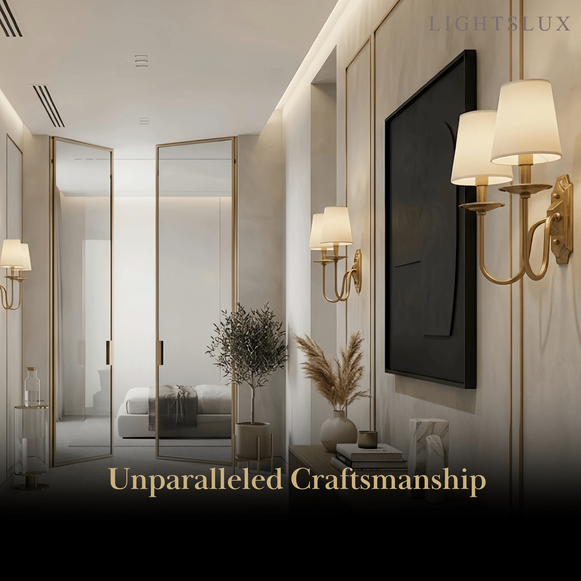 Classic Brass Wall Lamp with White Fabric Bell Shades – for Bedroom or Living Room - Flindria