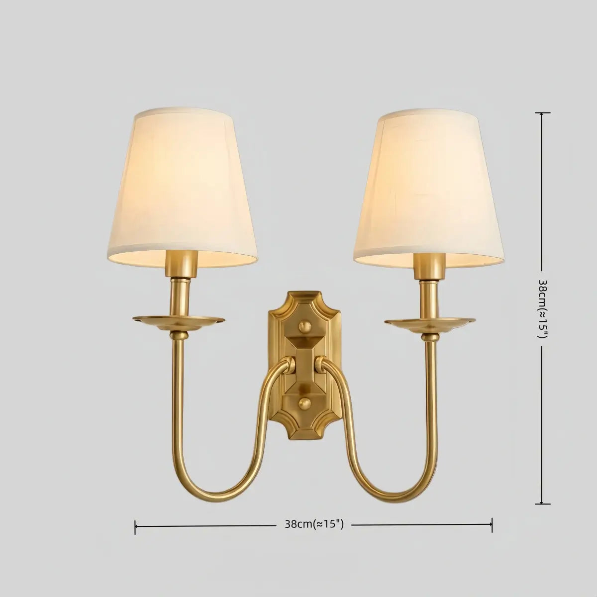 Classic Brass Wall Lamp with White Fabric Bell Shades – for Bedroom or Living Room - Flindria