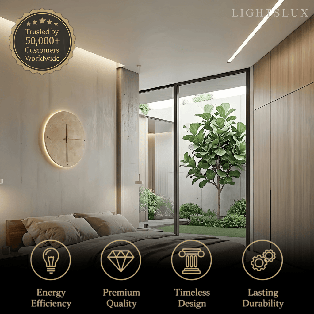 Minimalist Wall Lamp -- Travertine Natural Stone for Living Room - Flindria