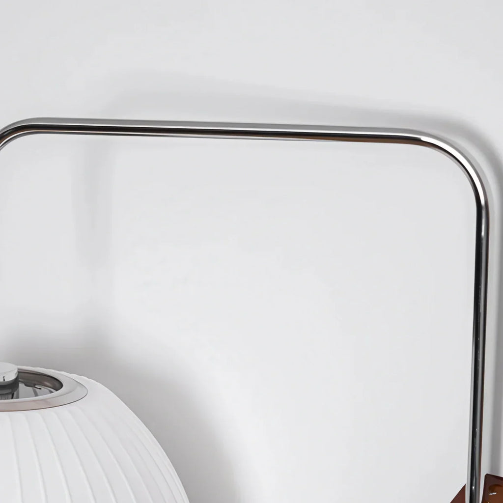 Modern Plug-In Wall Lamp -- Polymer Steel Walnut Metal Chrome & Walnut with White Shade for Bedroom - Flindria