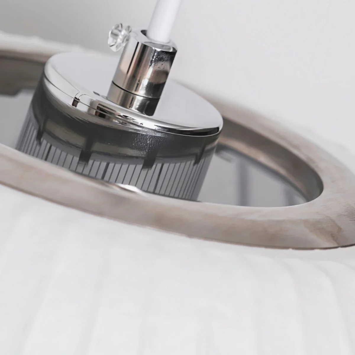 Modern Plug-In Wall Lamp -- Polymer Steel Walnut Metal Chrome & Walnut with White Shade for Bedroom - Flindria