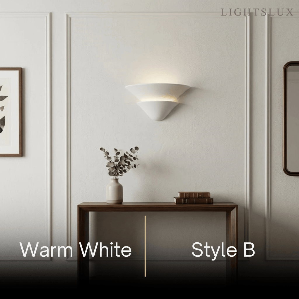 Modern Wall Lamp — Plaster White for Entryway / Living Room / Reading Nook - Flindria