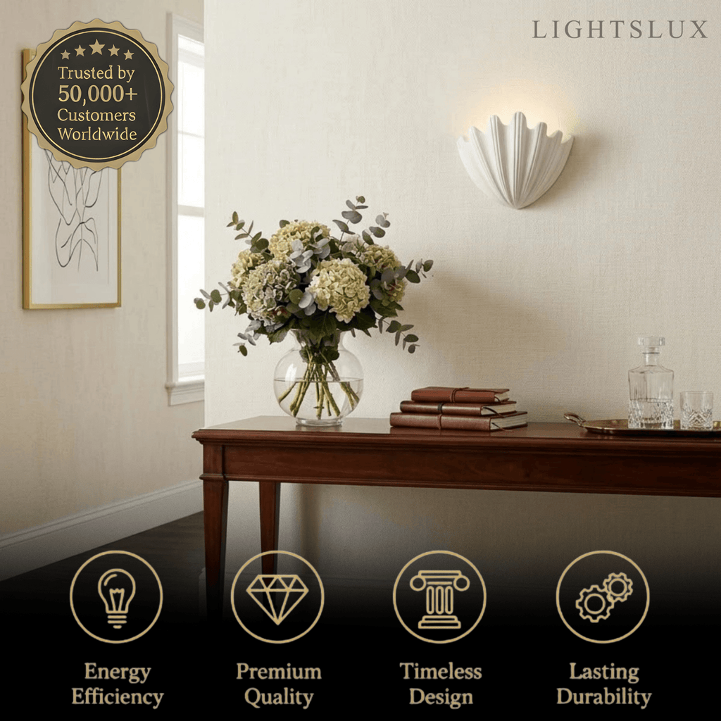 Modern Wall Lamp — Plaster White for Entryway / Living Room / Reading Nook - Flindria