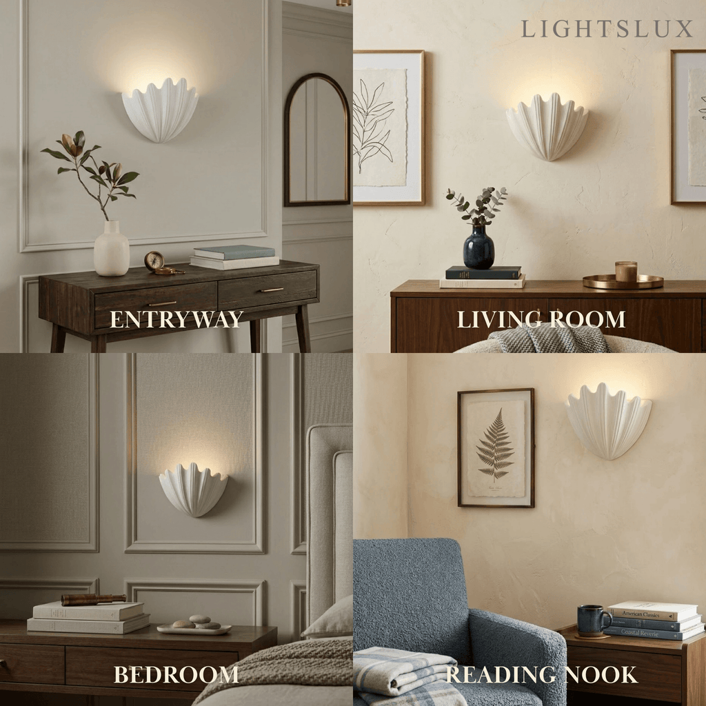 Modern Wall Lamp — Plaster White for Entryway / Living Room / Reading Nook - Flindria