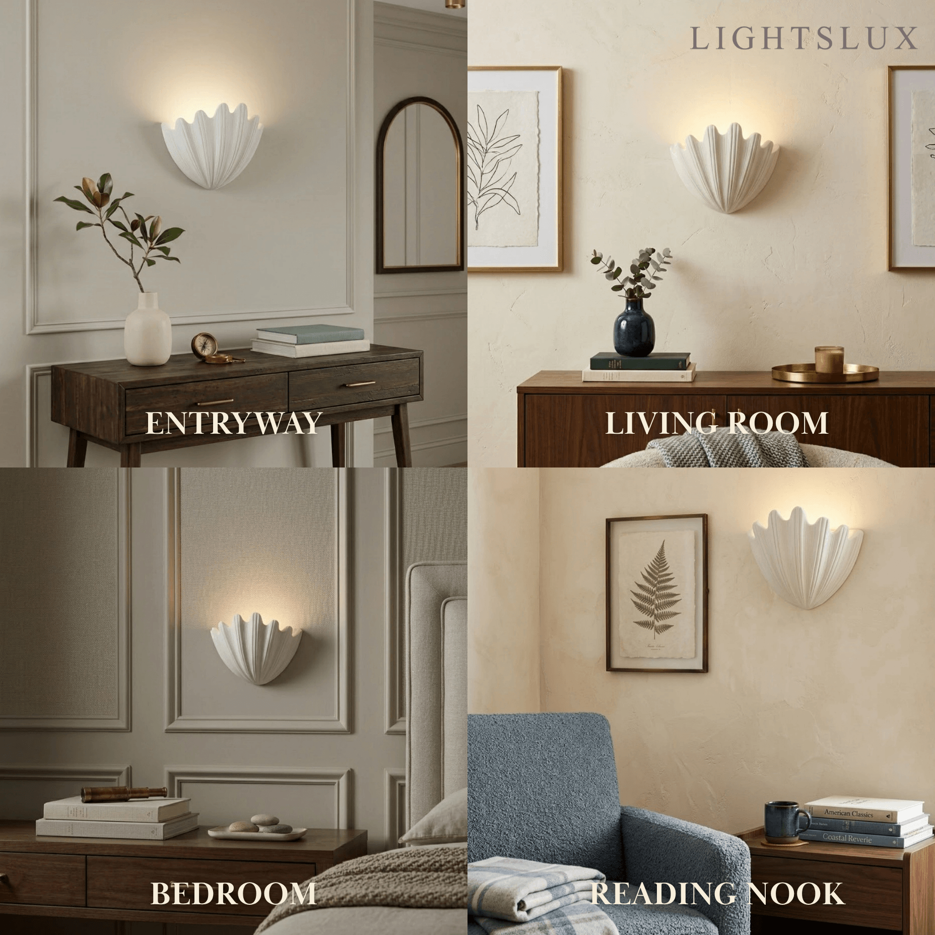 Modern Wall Lamp — Plaster White for Entryway / Living Room / Reading Nook - Flindria