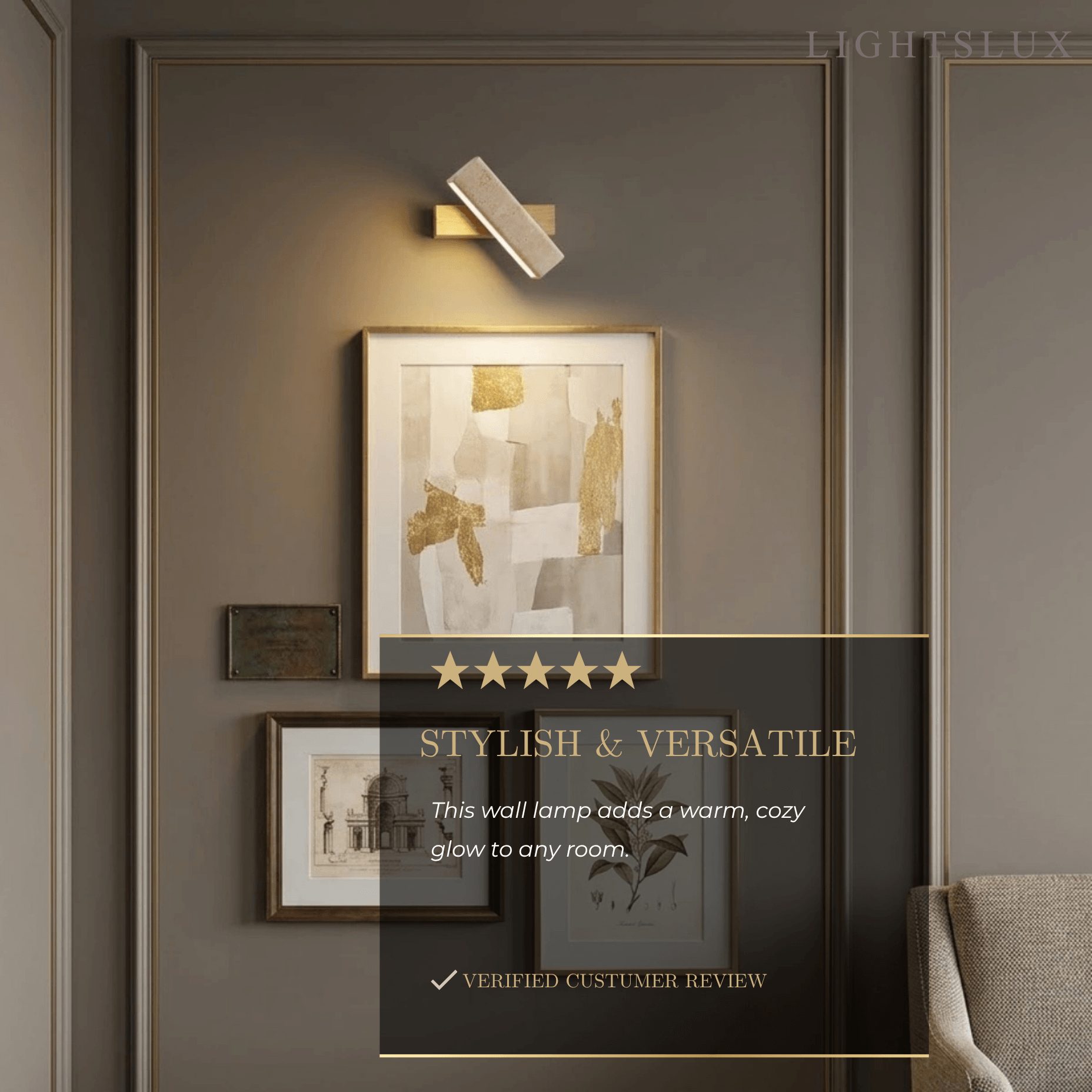 Lámpara de pared minimalista -- Travertino y madera con diseño giratorio de 180° para dormitorio - Flindria