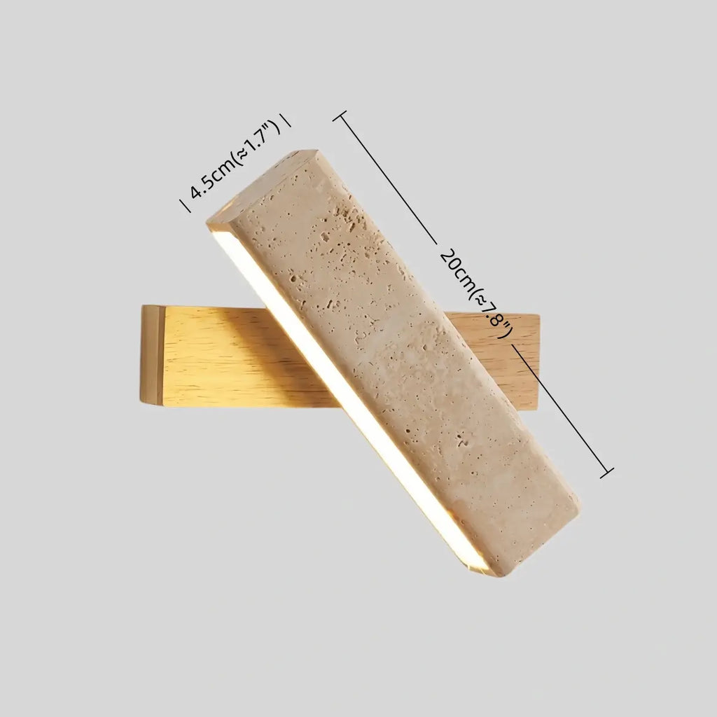 Lámpara de pared minimalista -- Travertino y madera con diseño giratorio de 180° para dormitorio - Flindria