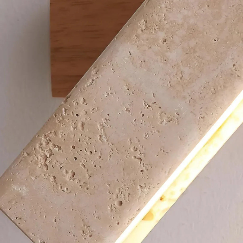 Lámpara de pared minimalista -- Travertino y madera con diseño giratorio de 180° para dormitorio - Flindria