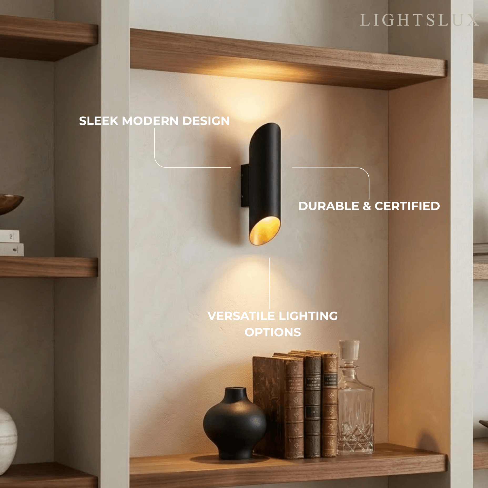 Applique murale moderne — Métal et aluminium noir et or pour intérieur - Flindria