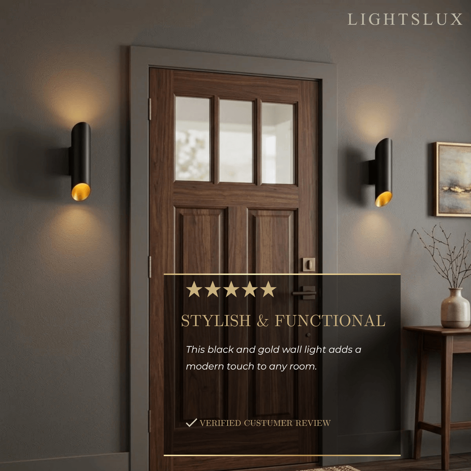 Applique murale moderne — Métal et aluminium noir et or pour intérieur - Flindria