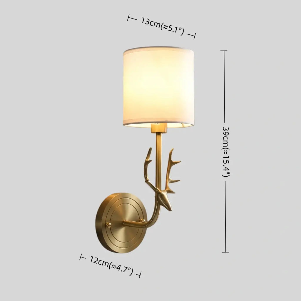 Art Deco Wall Lamp with Linen Shade – Brass/Black for Living Room/Bedroom - Flindria