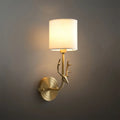 Art Deco Wall Lamp with Linen Shade – Brass/Black for Living Room/Bedroom - Flindria