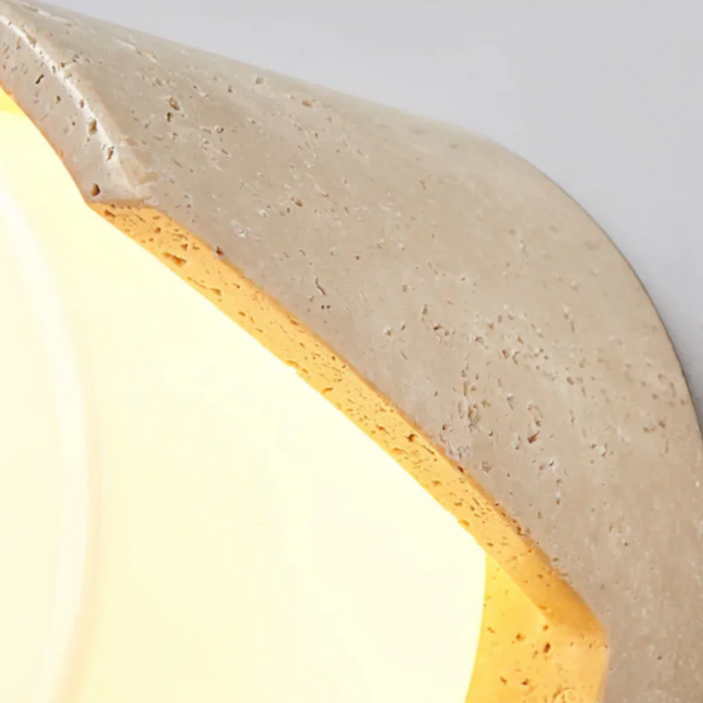 Modern Wall Lamp — Yellow Travertine & Glass White for Indoor - Flindria