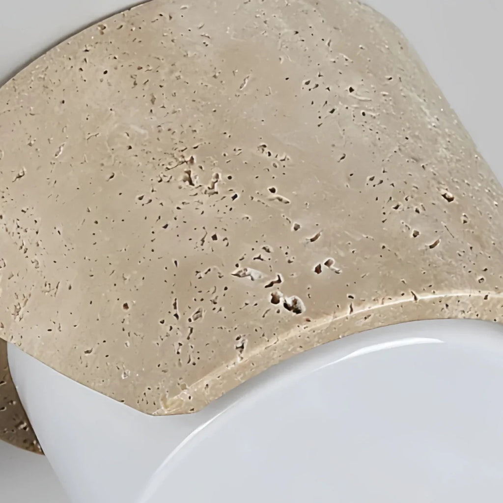 Modern Wall Lamp — Yellow Travertine & Glass White for Indoor - Flindria