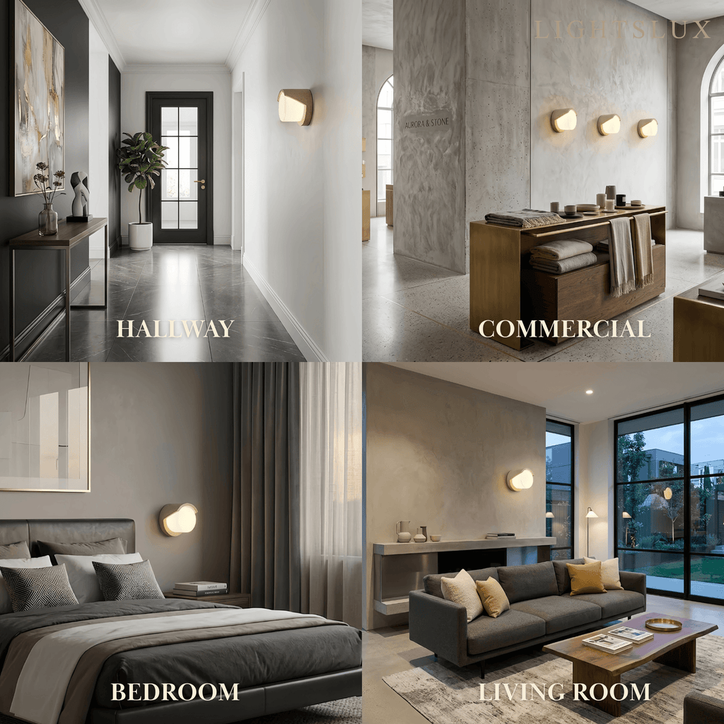 Modern Wall Lamp — Yellow Travertine & Glass White for Indoor - Flindria