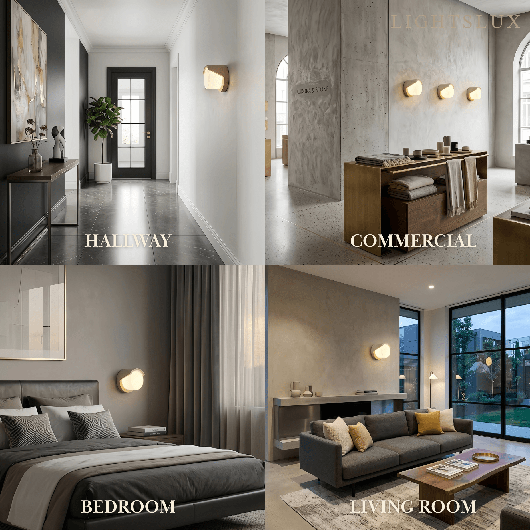 Modern Wall Lamp — Yellow Travertine & Glass White for Indoor - Flindria