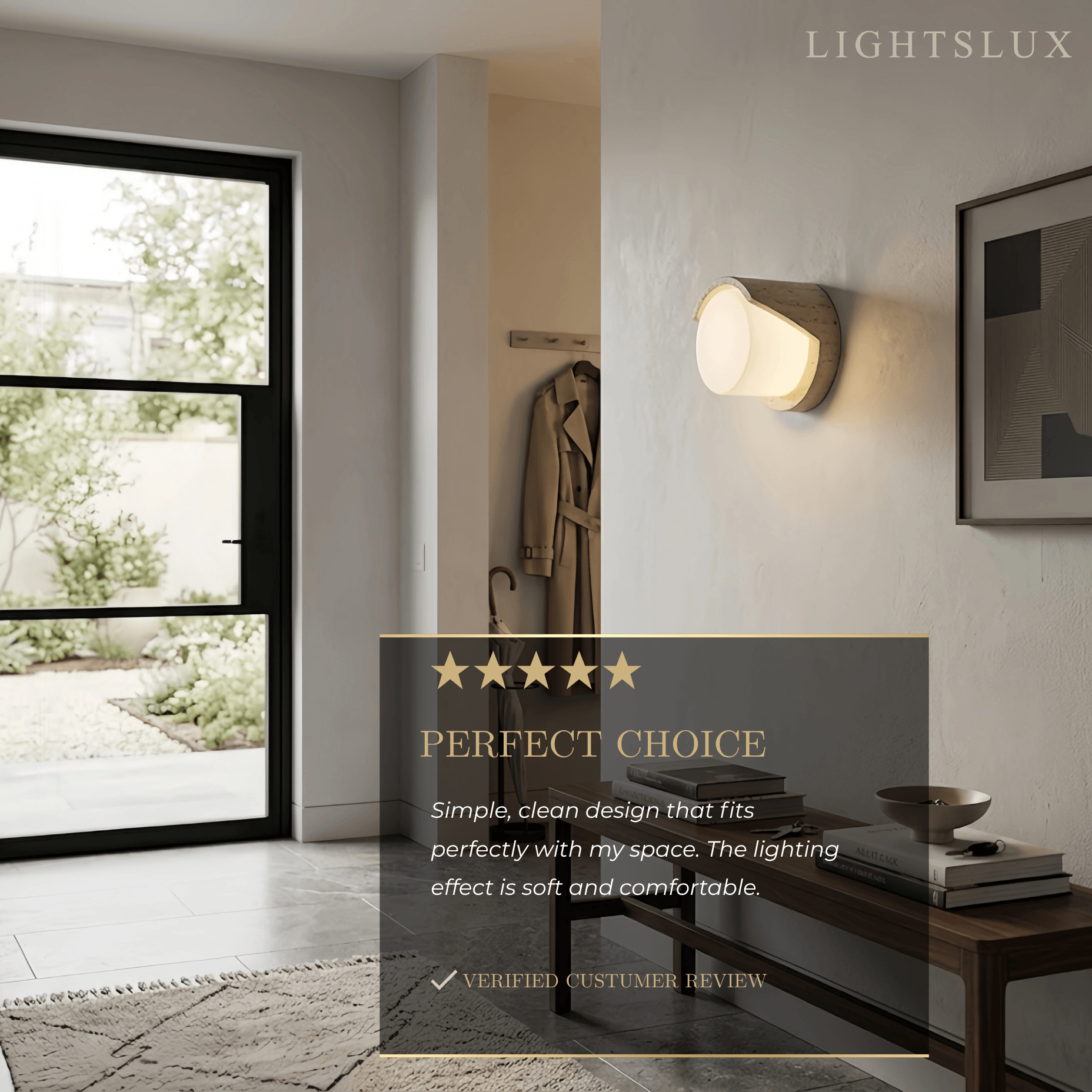 Modern Wall Lamp — Yellow Travertine & Glass White for Indoor - Flindria