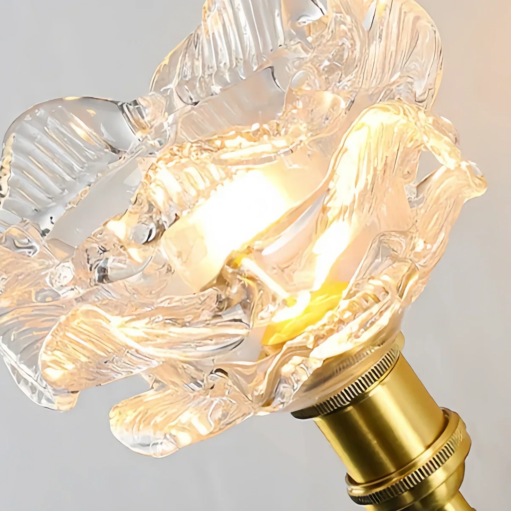 Modern Refined Wall Lamp — Glass & Brass Clear for Dining Room Bedroom - Flindria