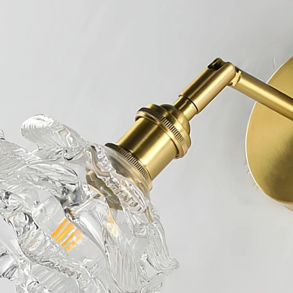 Modern Refined Wall Lamp — Glass & Brass Clear for Dining Room Bedroom - Flindria