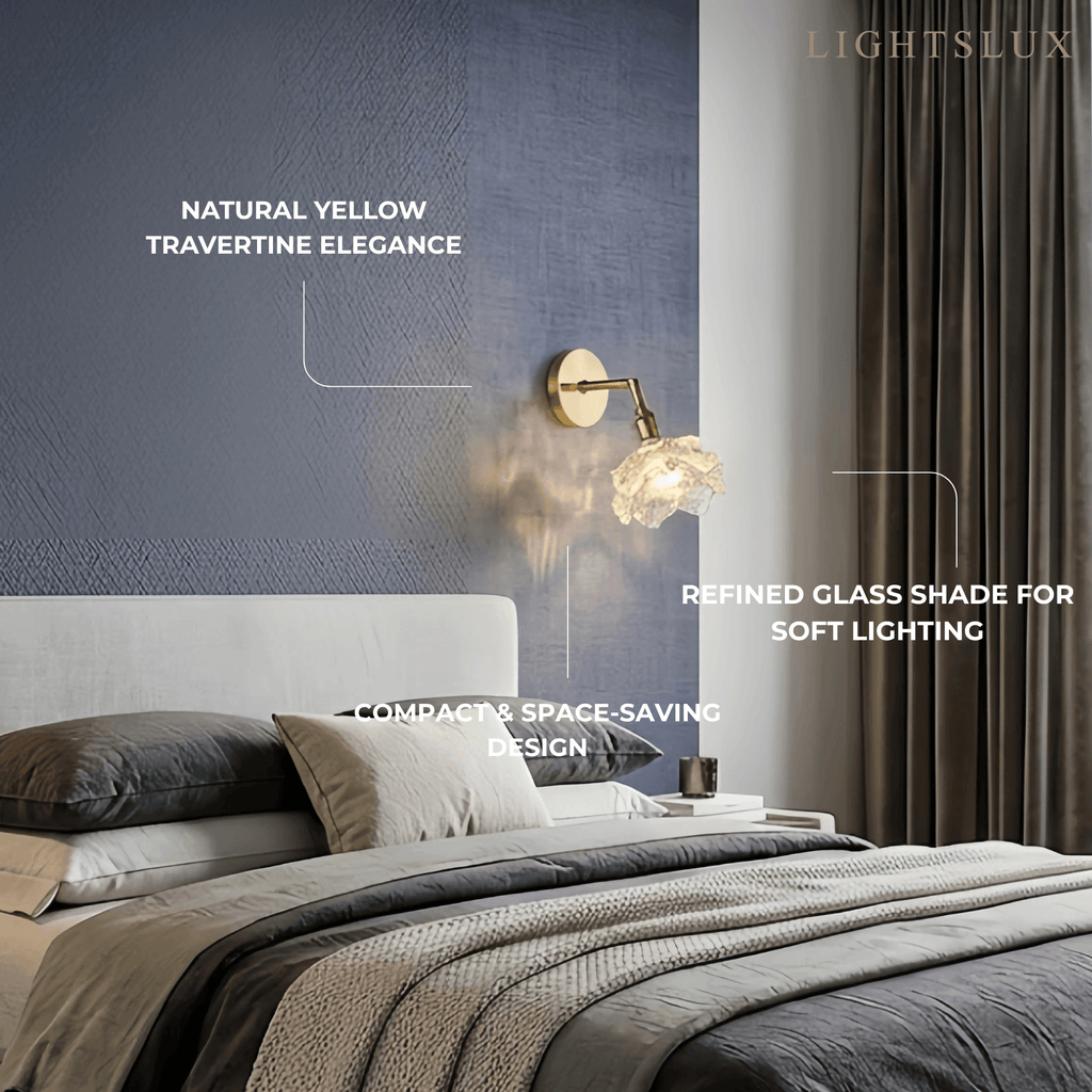 Modern Refined Wall Lamp — Glass & Brass Clear for Dining Room Bedroom - Flindria