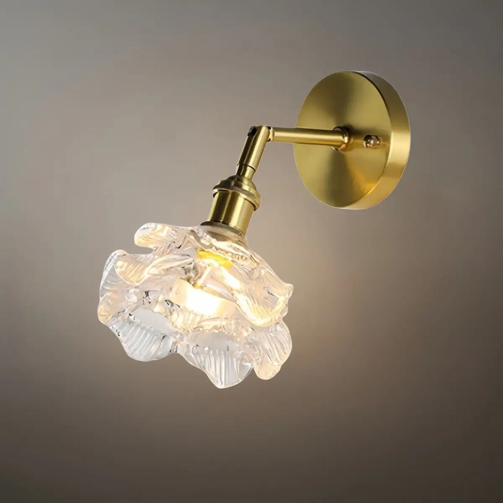 Modern Refined Wall Lamp — Glass & Brass Clear for Dining Room Bedroom - Flindria