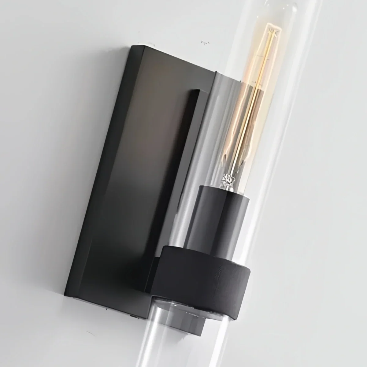 Minimalist Wall Lamp -- Metal & Glass with Brass/Black for Living Room - Flindria