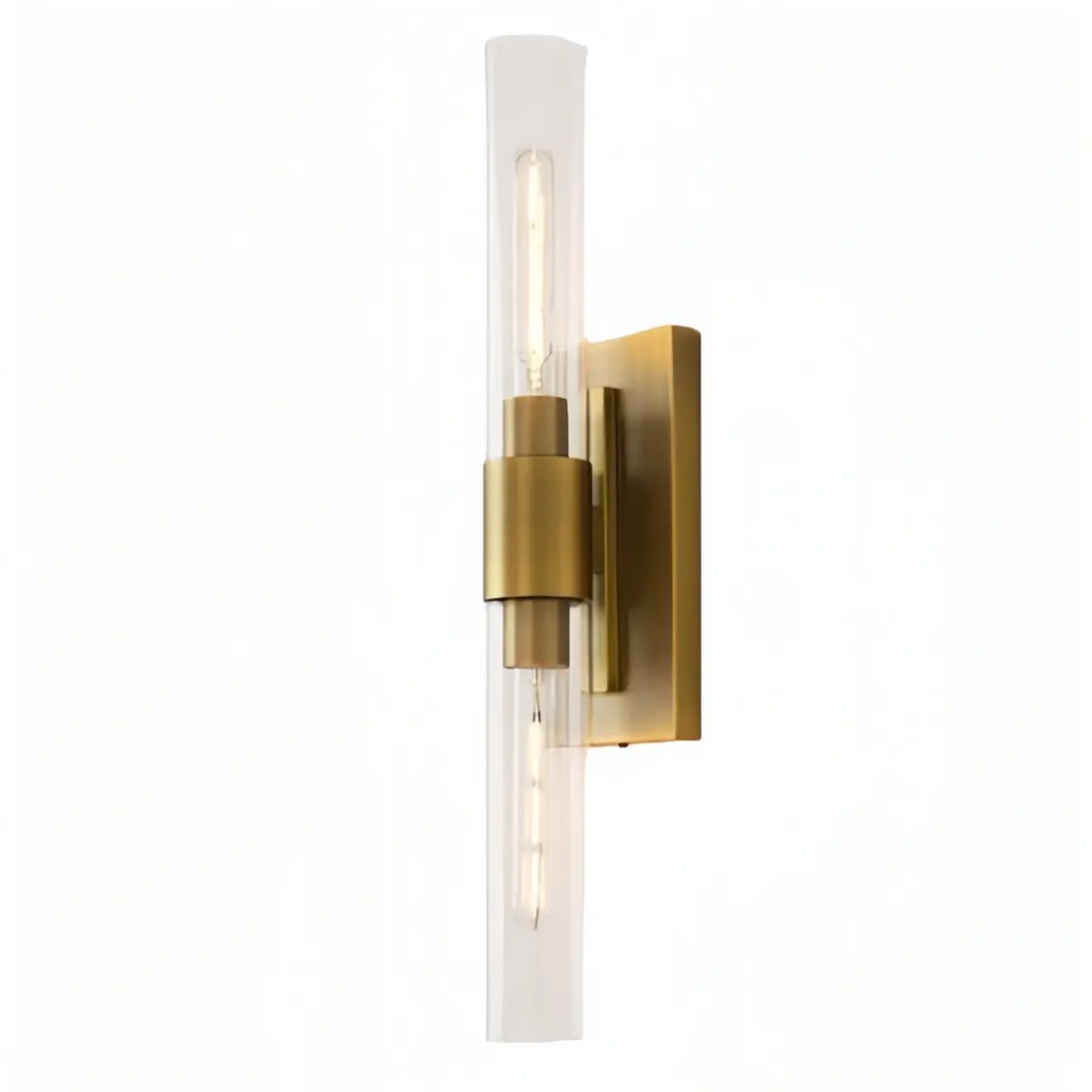 Minimalist Wall Lamp -- Metal & Glass with Brass/Black for Living Room - Flindria