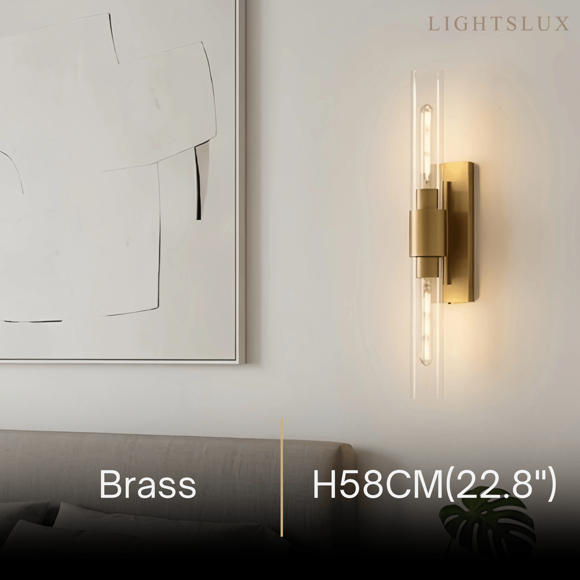 Minimalist Wall Lamp -- Metal & Glass with Brass/Black for Living Room - Flindria