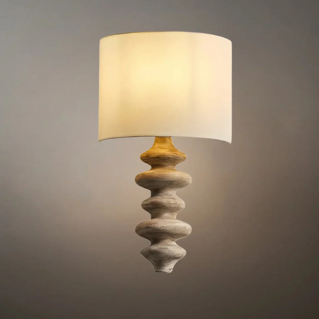 Art Fabric Sconce Wall Lamp -- Solid Wood & Fabric Black/White/Wood Color for Indoor - Flindria