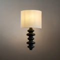 Art Fabric Sconce Wall Lamp -- Solid Wood & Fabric Black/White/Wood Color for Indoor - Flindria