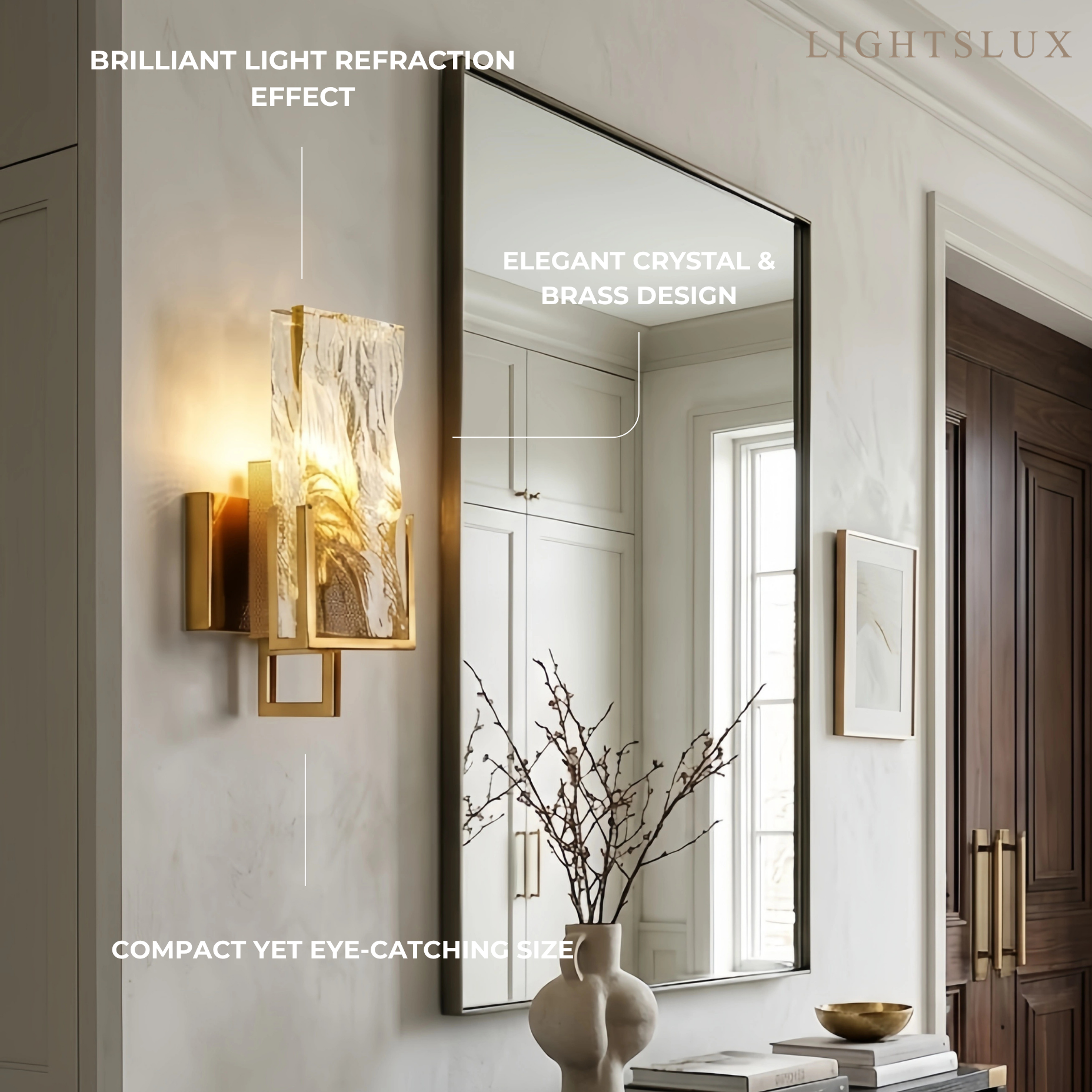 Art Deco Crystal Wall Lamp – Brass Metal for Living Room / Bedroom - Flindria