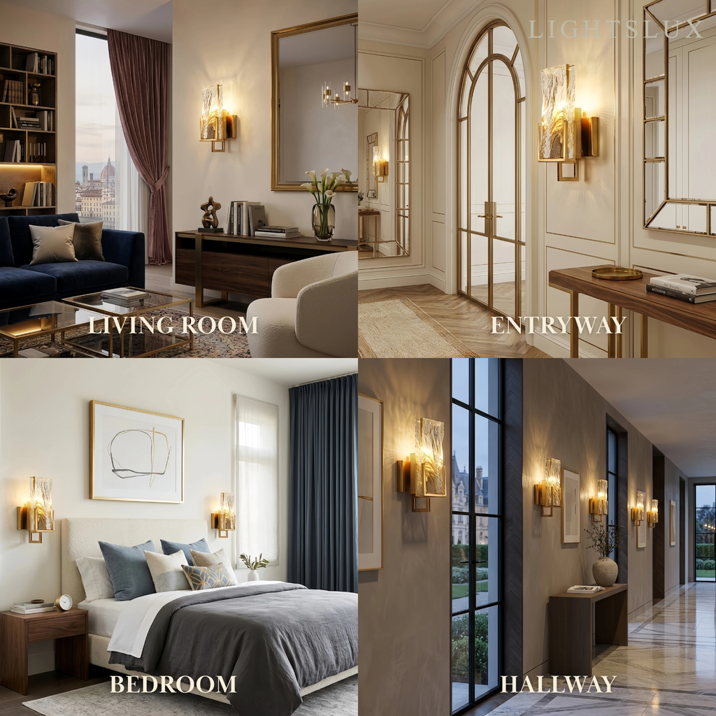 Art Deco Crystal Wall Lamp – Brass Metal for Living Room / Bedroom - Flindria