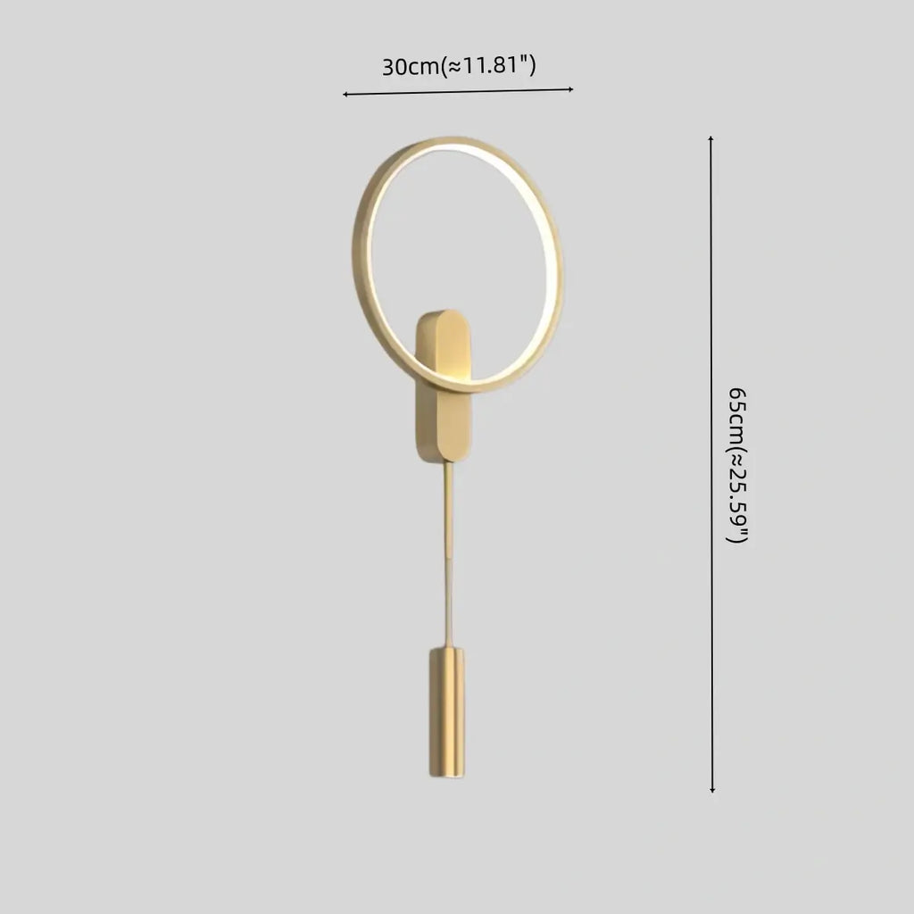 Minimalist Wall Lamp -- Brass Ring Gold/Black for Bedroom Living Room Study - Flindria