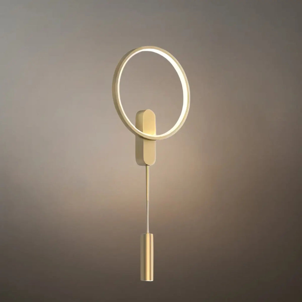 Minimalist Wall Lamp -- Brass Ring Gold/Black for Bedroom Living Room Study - Flindria