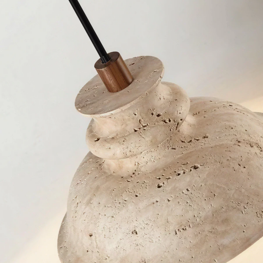 モダンなトラバーチンペンダントライト -- キッチンダイニングルーム用のイエローナチュラルストーン - Flindria