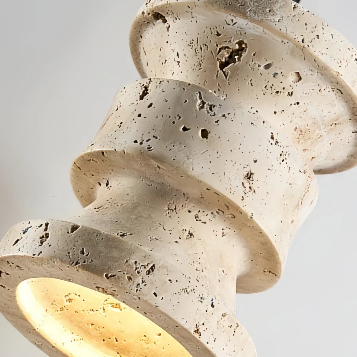 Modern Travertine Pendant Light – Yellow Travertine Wood Metal for Dining Room - Flindria