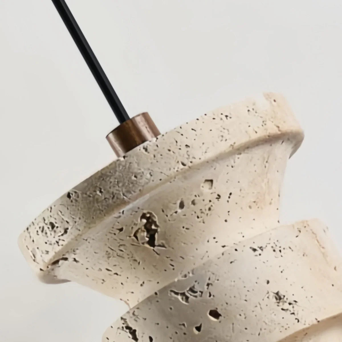Modern Travertine Pendant Light – Yellow Travertine Wood Metal for Dining Room - Flindria