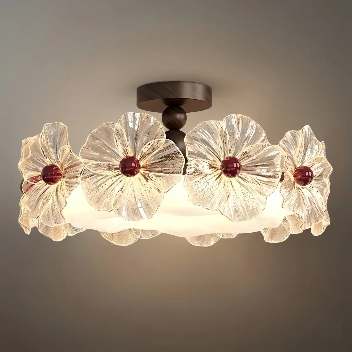 Vintage Chandelier -- Iron Glass Acrylic Walnut for Bedroom Living Room Dining Room - Flindria