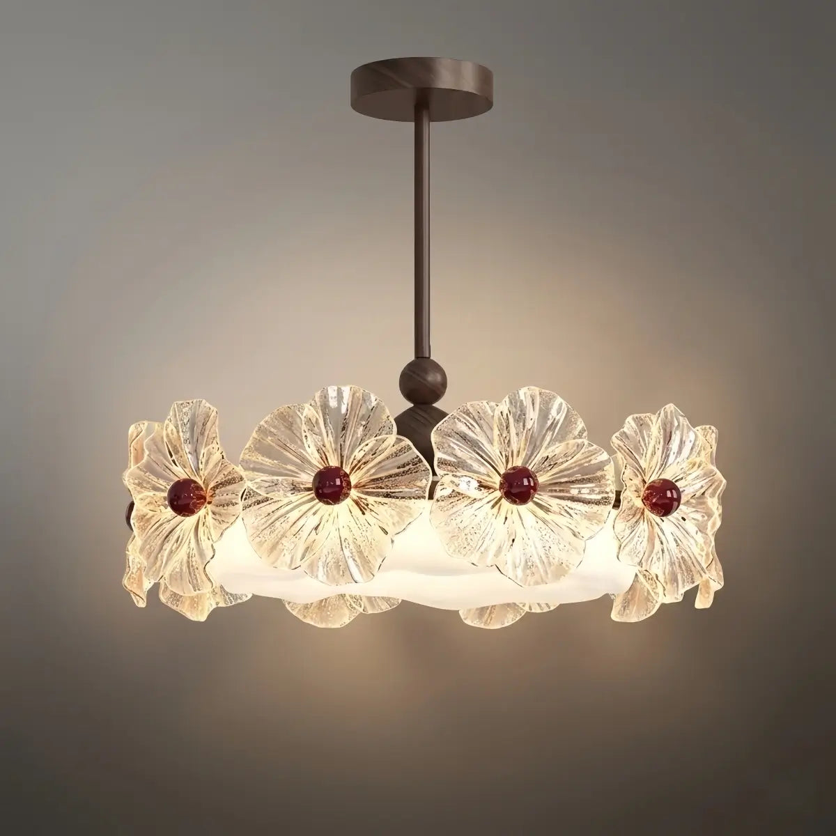 Vintage Chandelier -- Iron Glass Acrylic Walnut for Bedroom Living Room Dining Room - Flindria